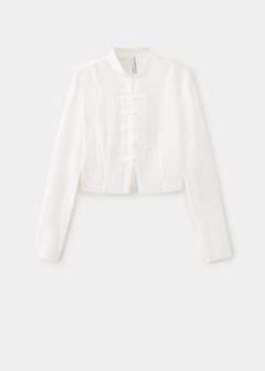 Semi-transparent textured georgette blouse — Off White 6