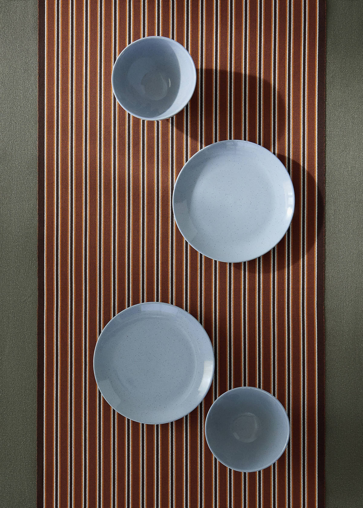 Striped Table Runner, 100% Cotton — Brown