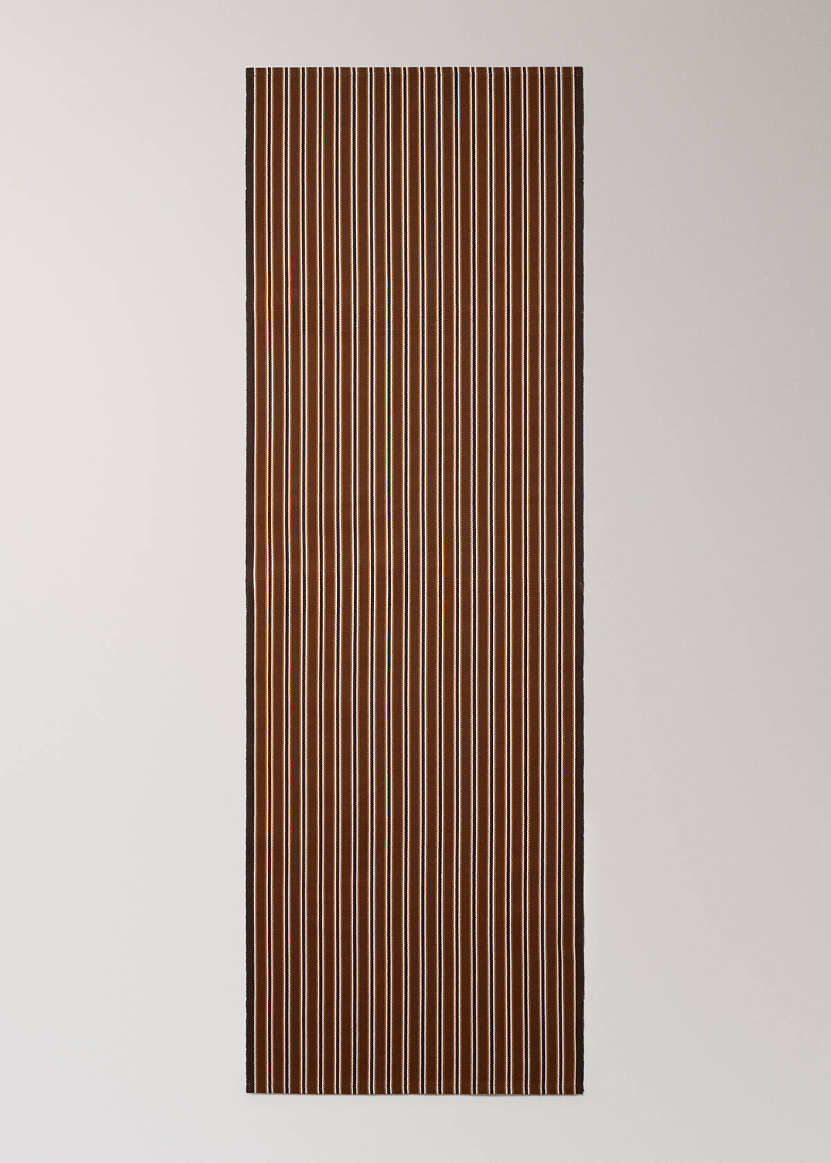 Striped Table Runner, 100% Cotton — Brown