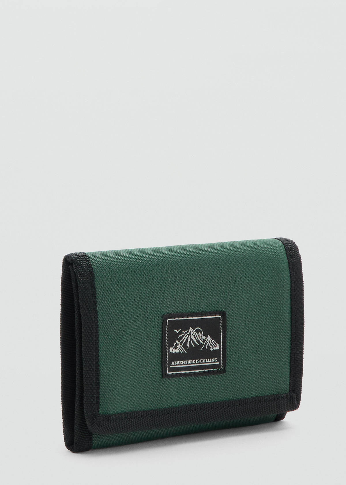 Foldable wallet with embroidery detail — Khaki