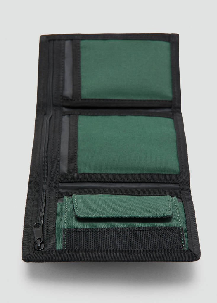 Foldable wallet with embroidery detail — Khaki