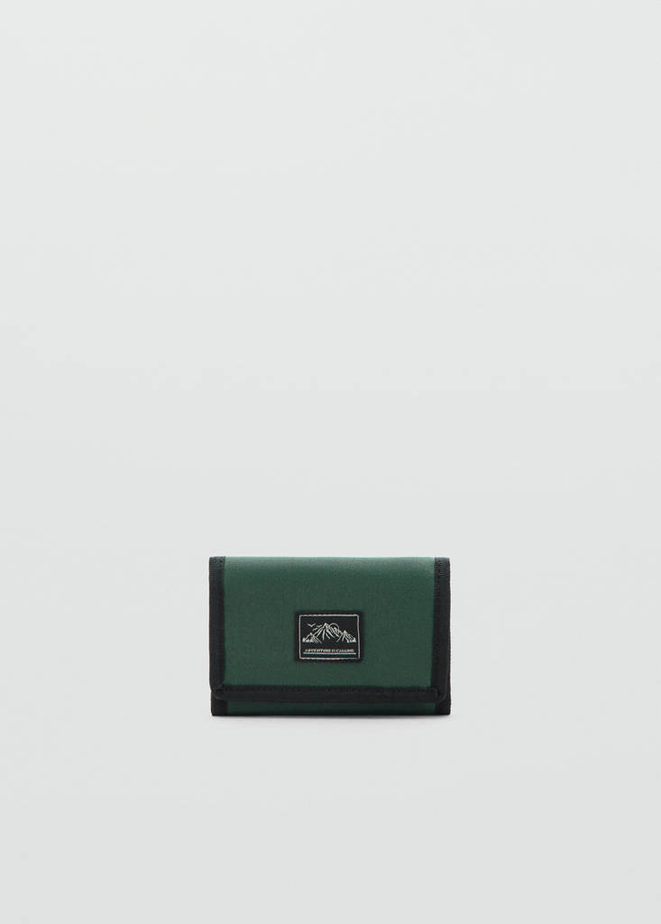 Foldable wallet with embroidery detail — Khaki