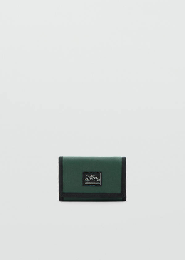 Foldable wallet with embroidery detail — Khaki
