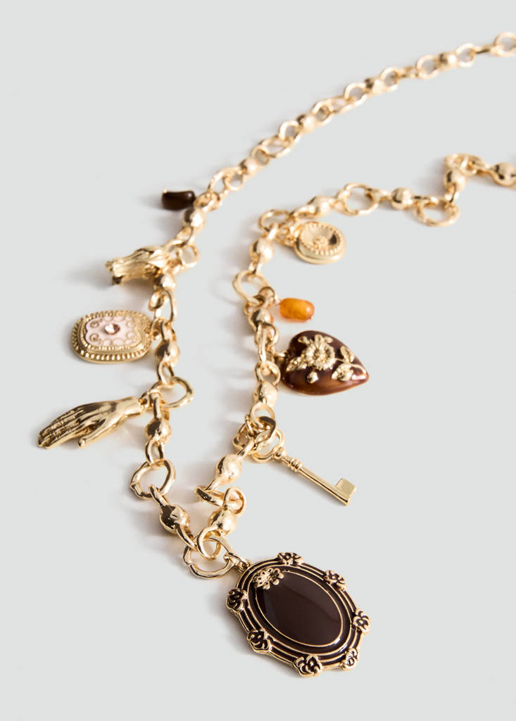 Mixed bead necklace — Gold
