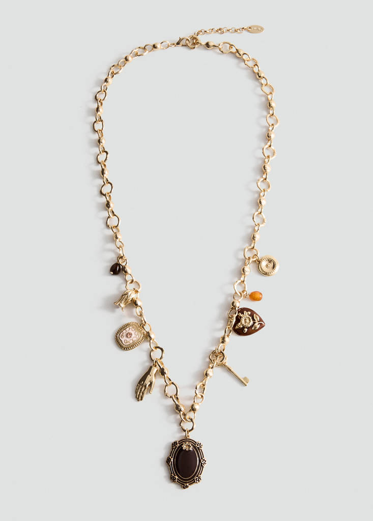 Mixed bead necklace — Gold