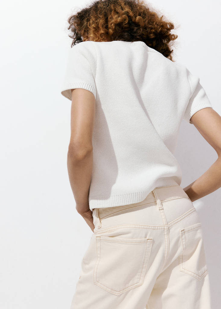 Jumper with metallic detail openings — Ecru