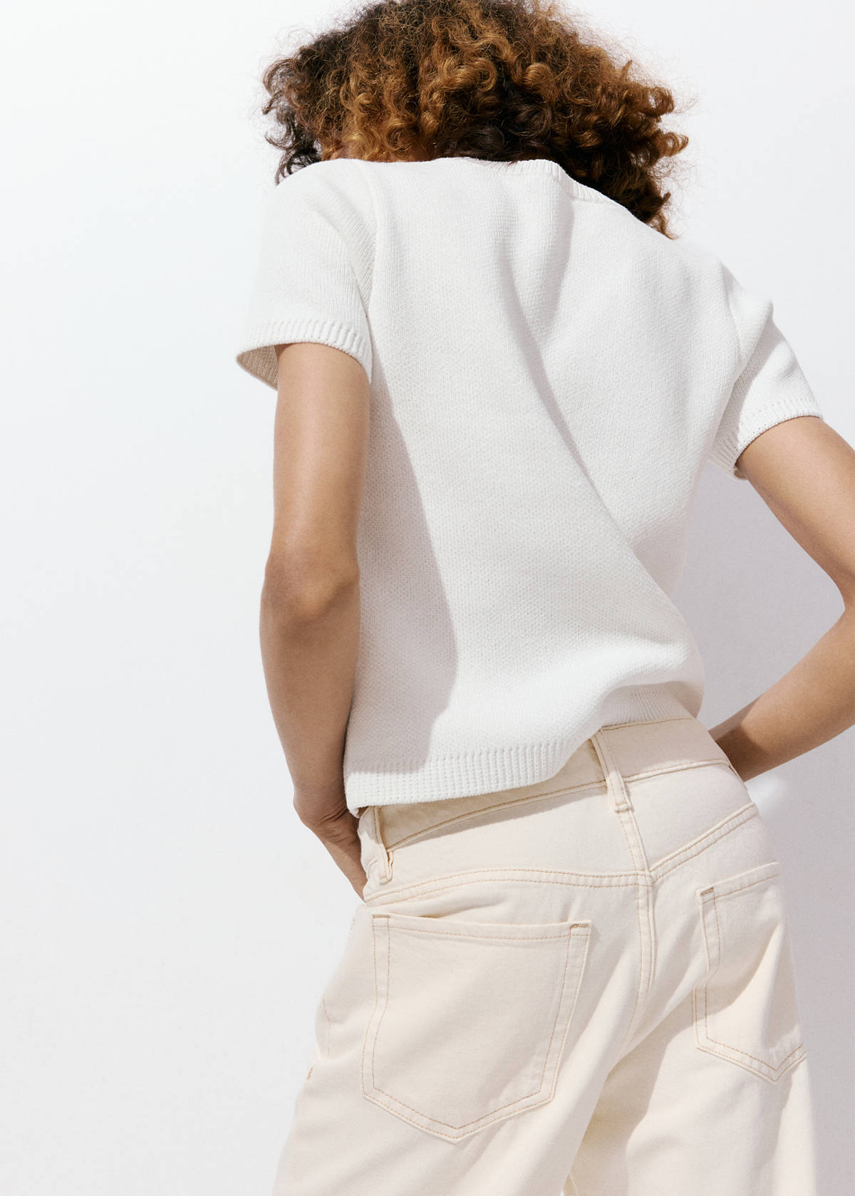 Jumper with metallic detail openings — Ecru