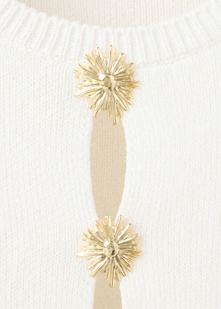 Jumper with metallic detail openings — Ecru