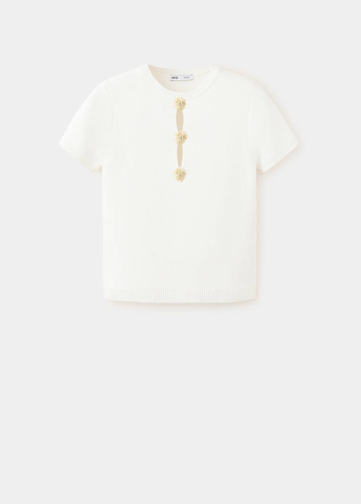 Jumper with metallic detail openings — Ecru