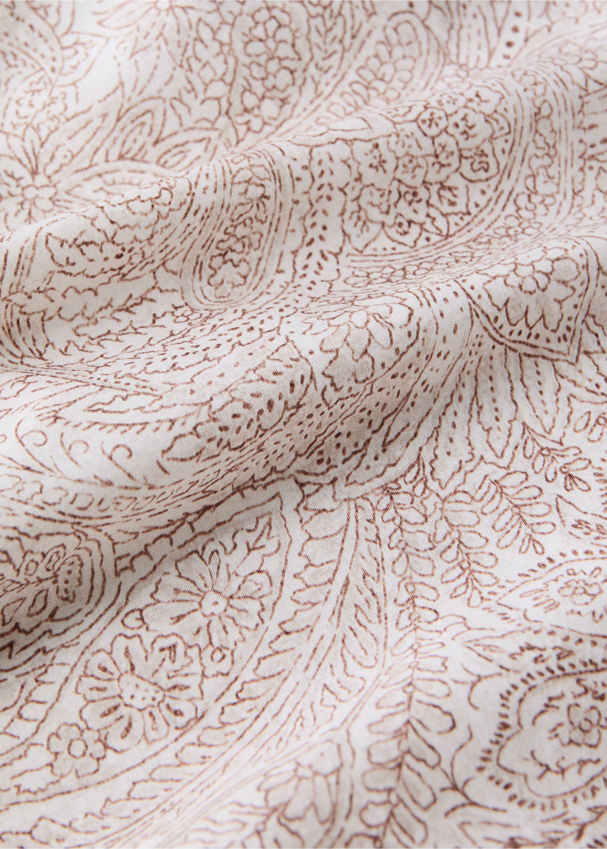Bettbezug aus Baumwolle, 200 Fäden, Blumenmuster, Bett 90 cm - Detail des Artikels 1, Kognac. Ref: 37072560-00.
