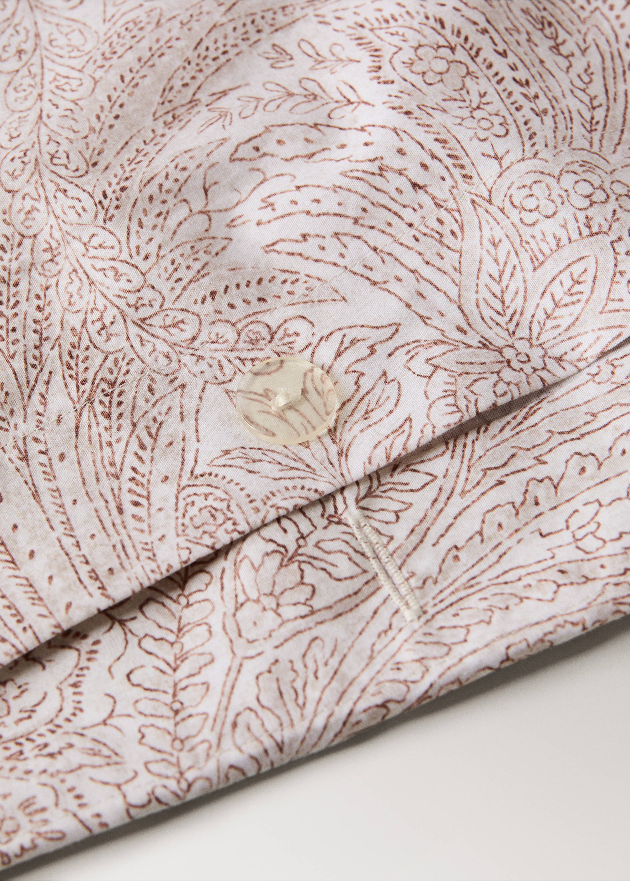 Bettbezug aus Baumwolle, 200 Fäden, Blumenmuster, Bett 90 cm - Detail des Artikels 2, Kognac. Ref: 37072560-00.