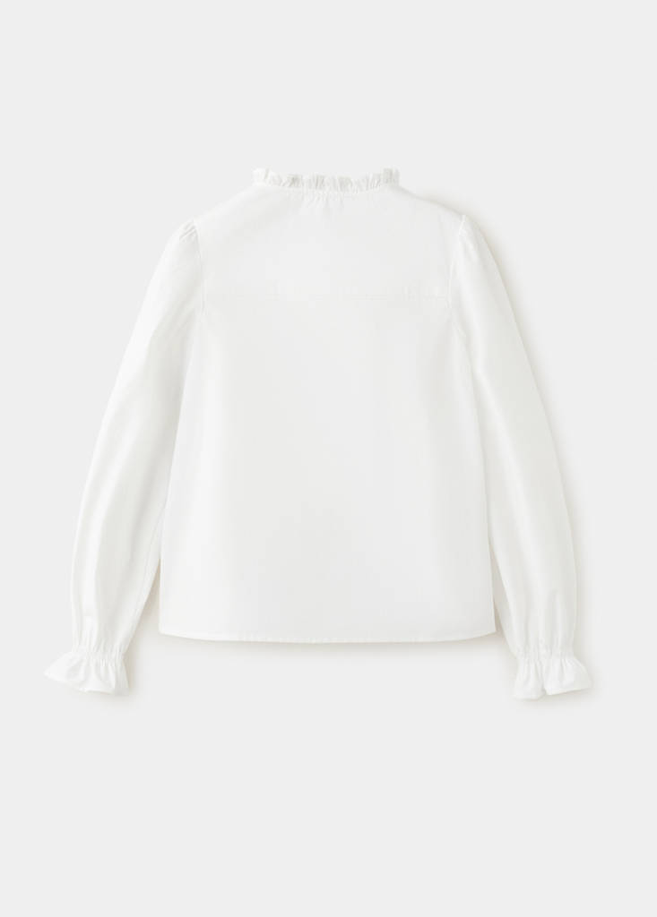 Gathered details cotton shirt — White