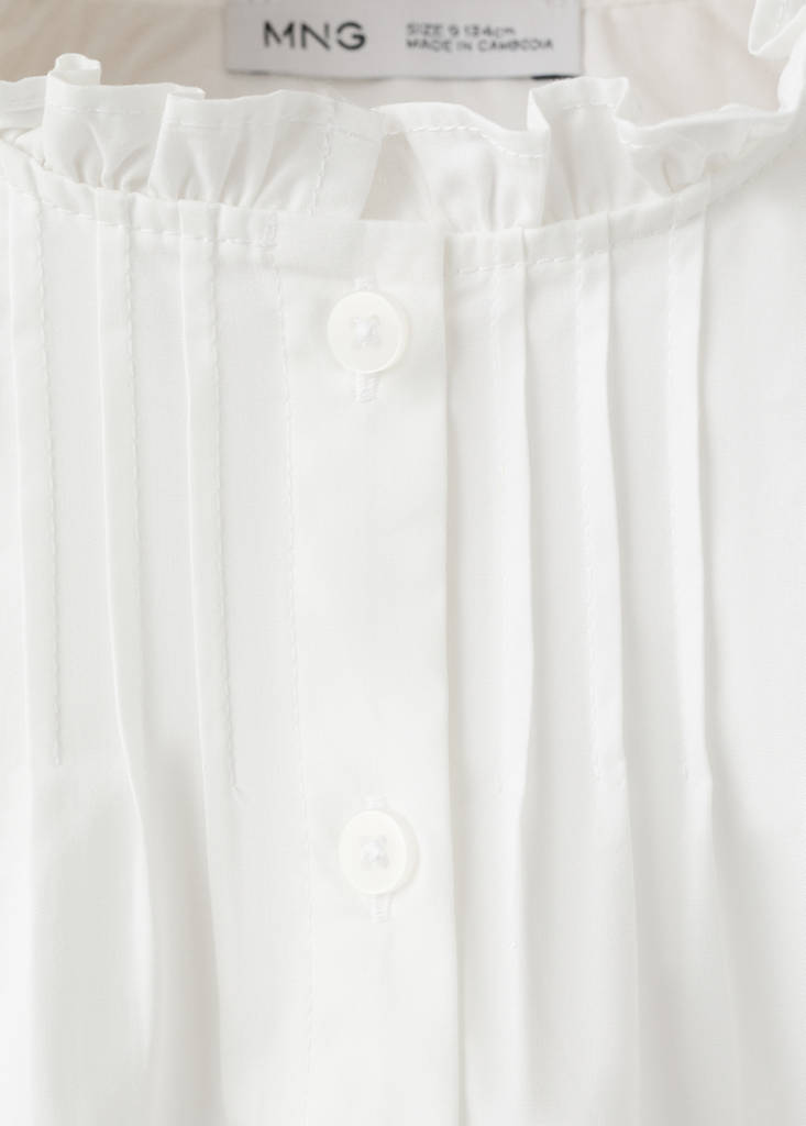 Gathered details cotton shirt — White