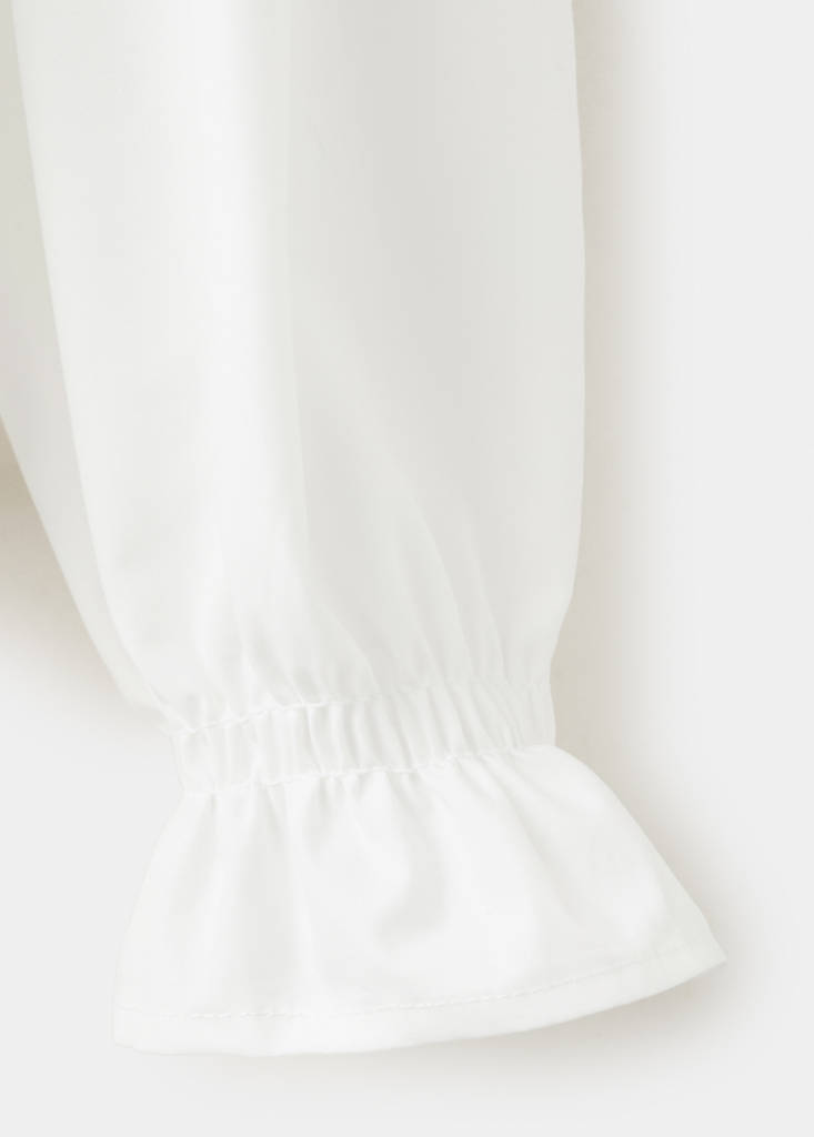 Gathered details cotton shirt — White