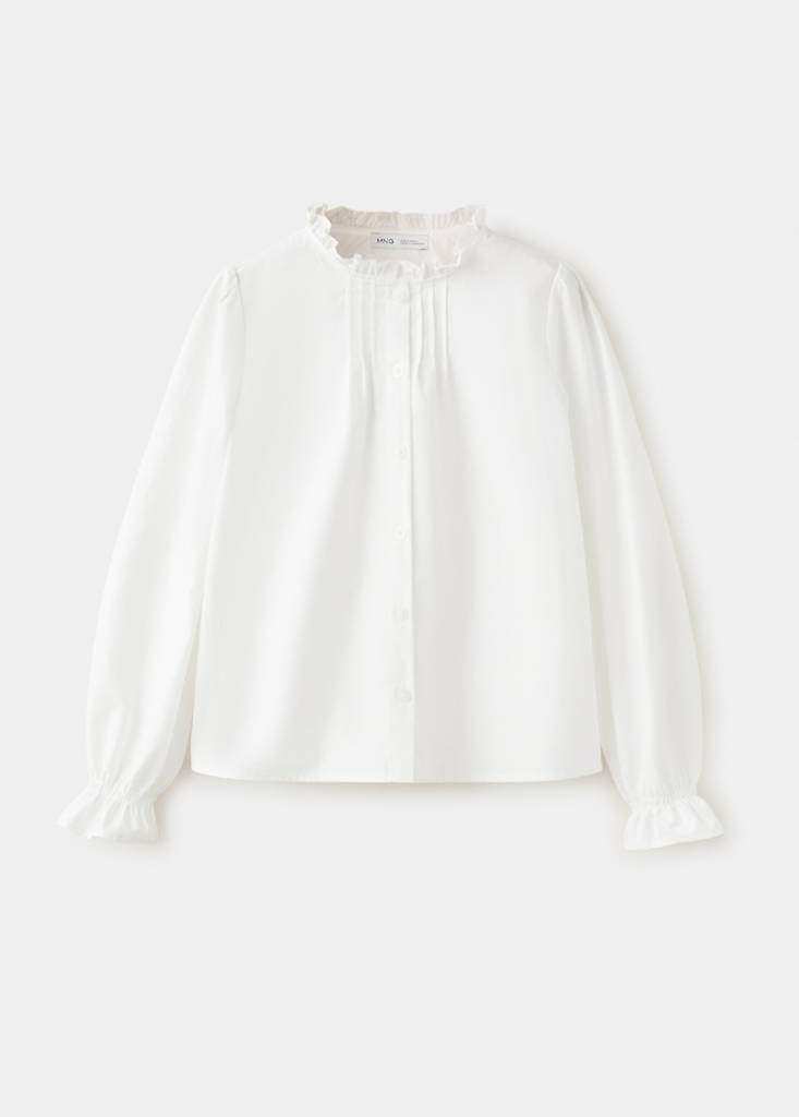 Gathered details cotton shirt — White