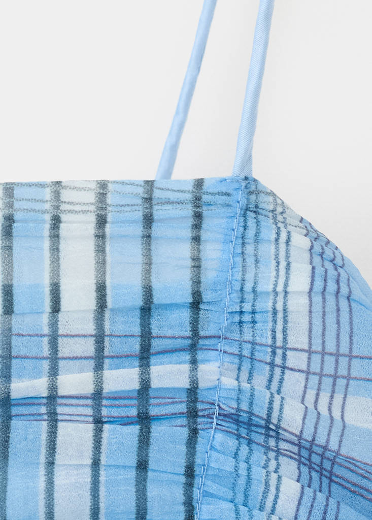 Ruched check dress — Blue