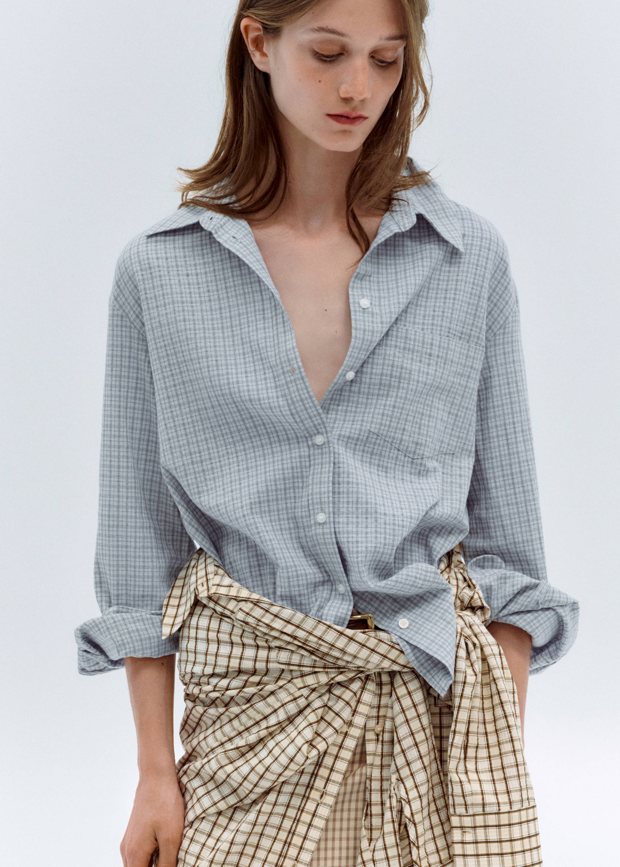 Chemise à carreaux en coton - Plan moyen