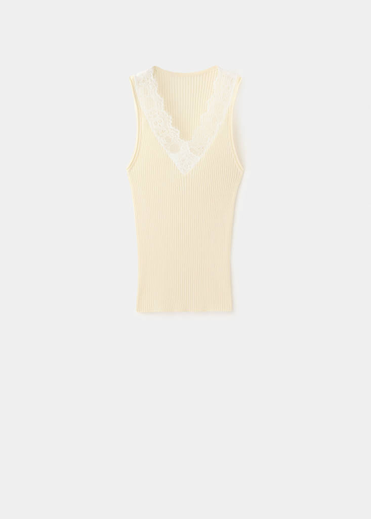 Lace lyocell top — Pastel Yellow