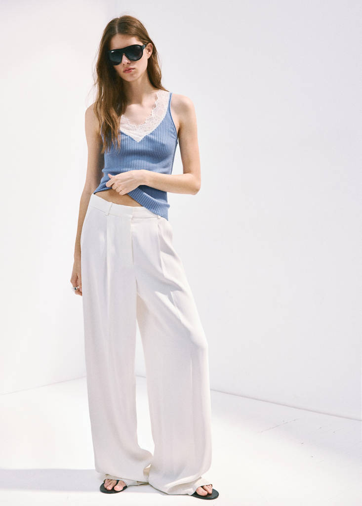 Lace lyocell top — Sky Blue