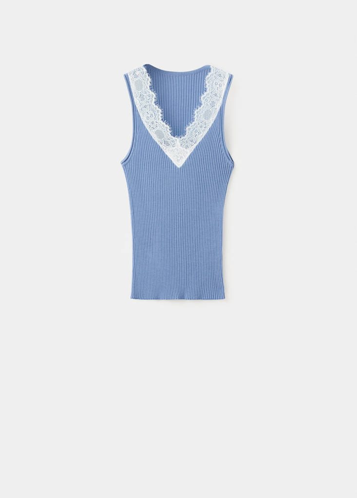 Lace lyocell top — Sky Blue