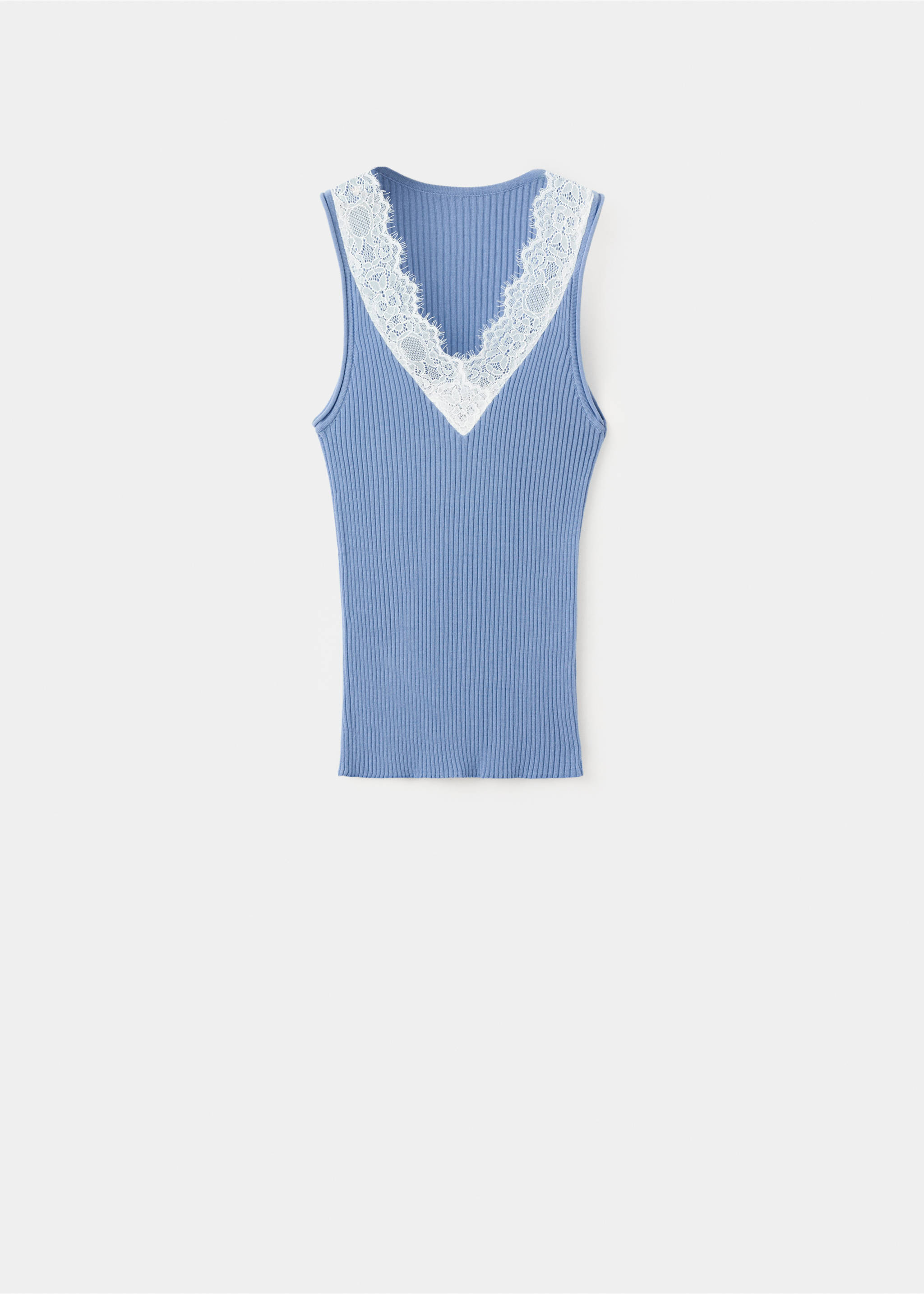 Lace lyocell top - Article without model, Sky Blue. Ref: 37072894-00.