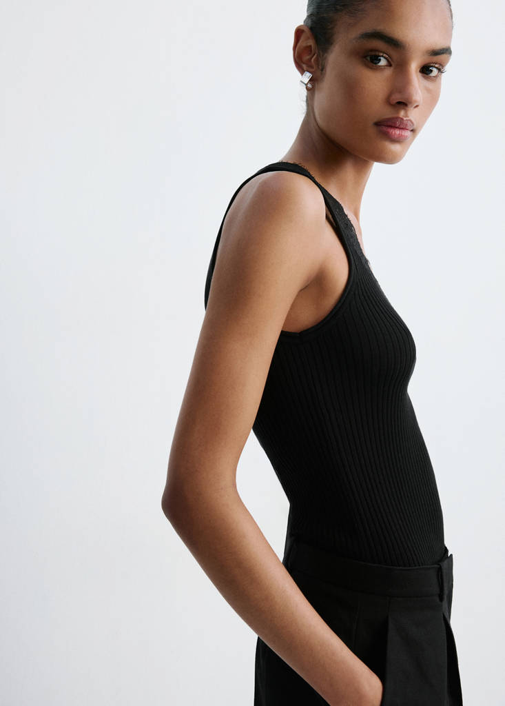 Lace lyocell top — Black