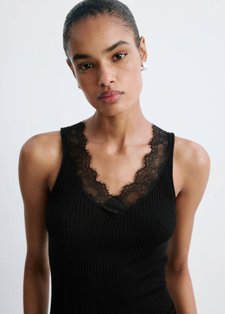 Lace lyocell top — Black
