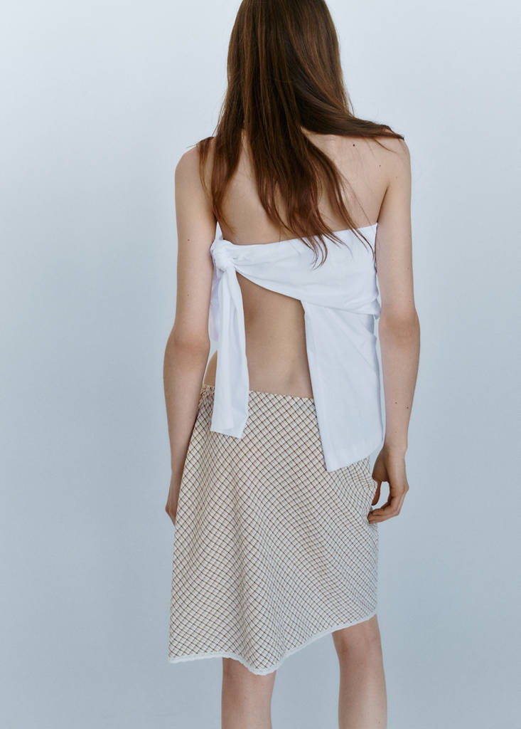 Flowy check skirt — Ecru