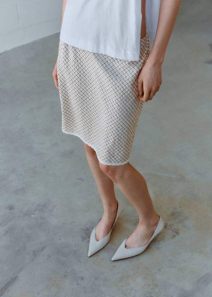 Flowy check skirt — Ecru
