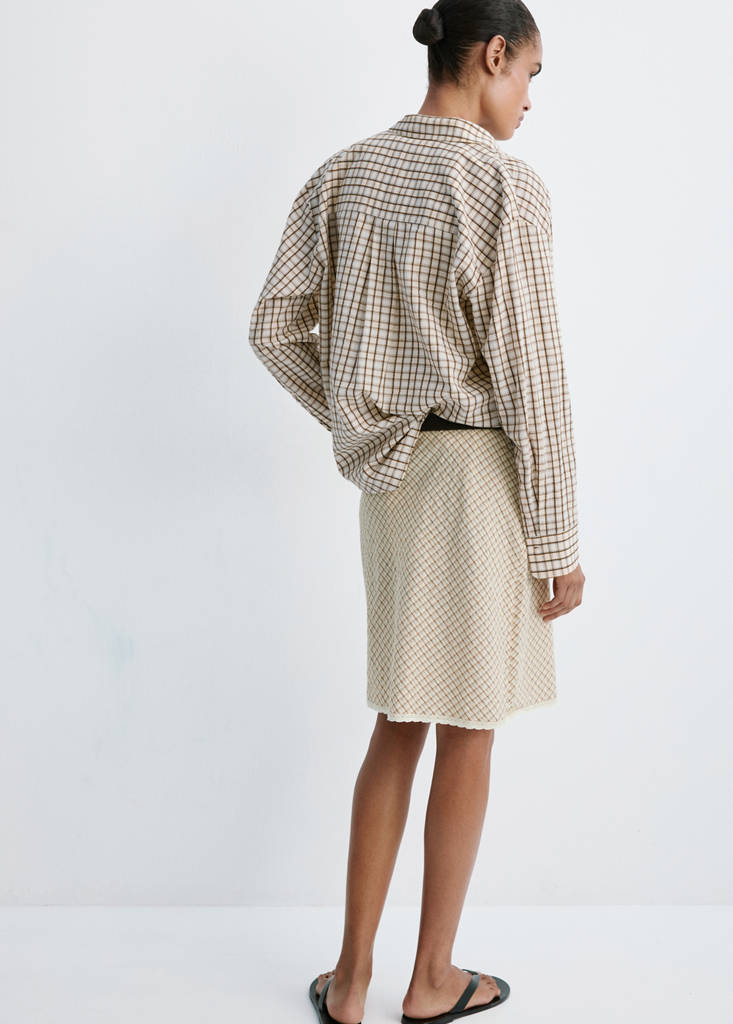 Flowy check skirt — Ecru