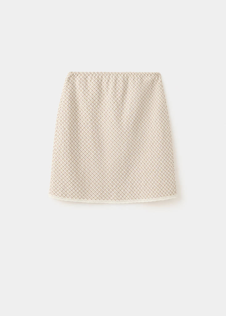 Flowy check skirt — Ecru