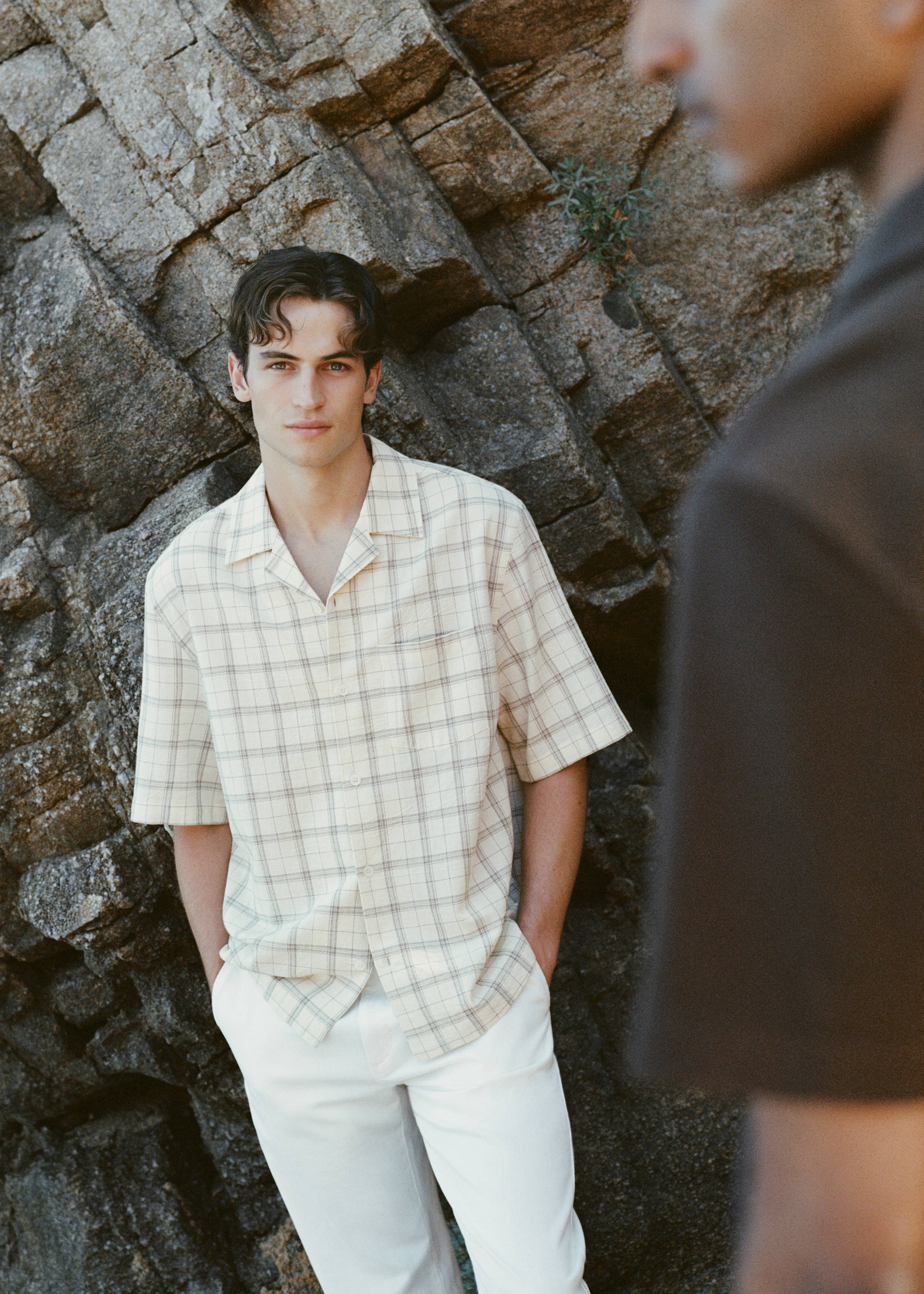 100% cotton checked bowling collar shirt - Details of the article 5, Off White. Ref: 37072897-00.