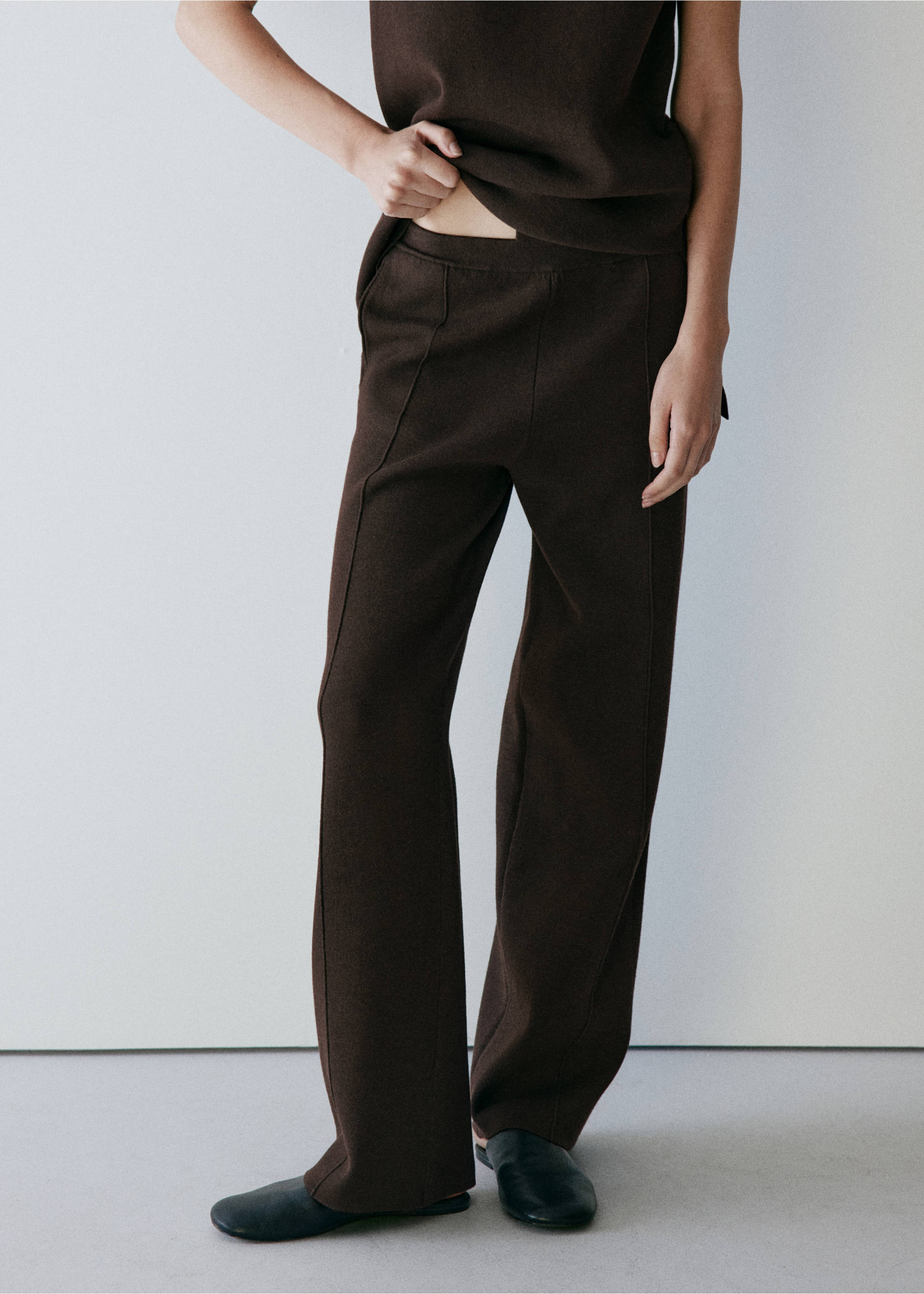 Pantalon pyjama maille Milano - Plan moyen, Chocolat. Ref: 37072898-00.