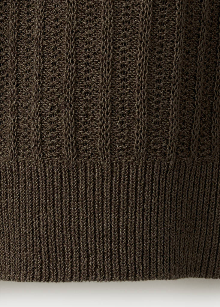 Ribbed cotton-linen blend sweater — Brown