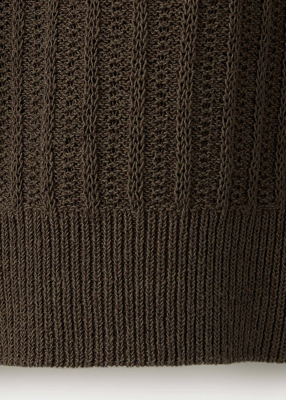 Ribbed cotton-linen blend sweater — Brown