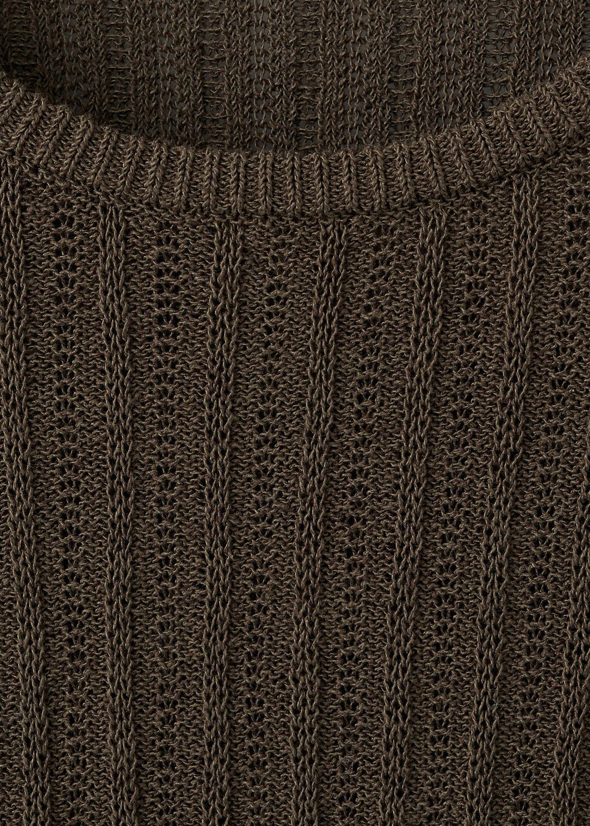 Ribbed cotton-linen blend sweater — Brown