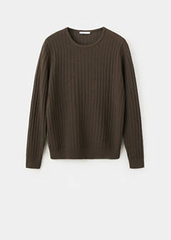 Ribbed cotton-linen blend sweater — Brown 7
