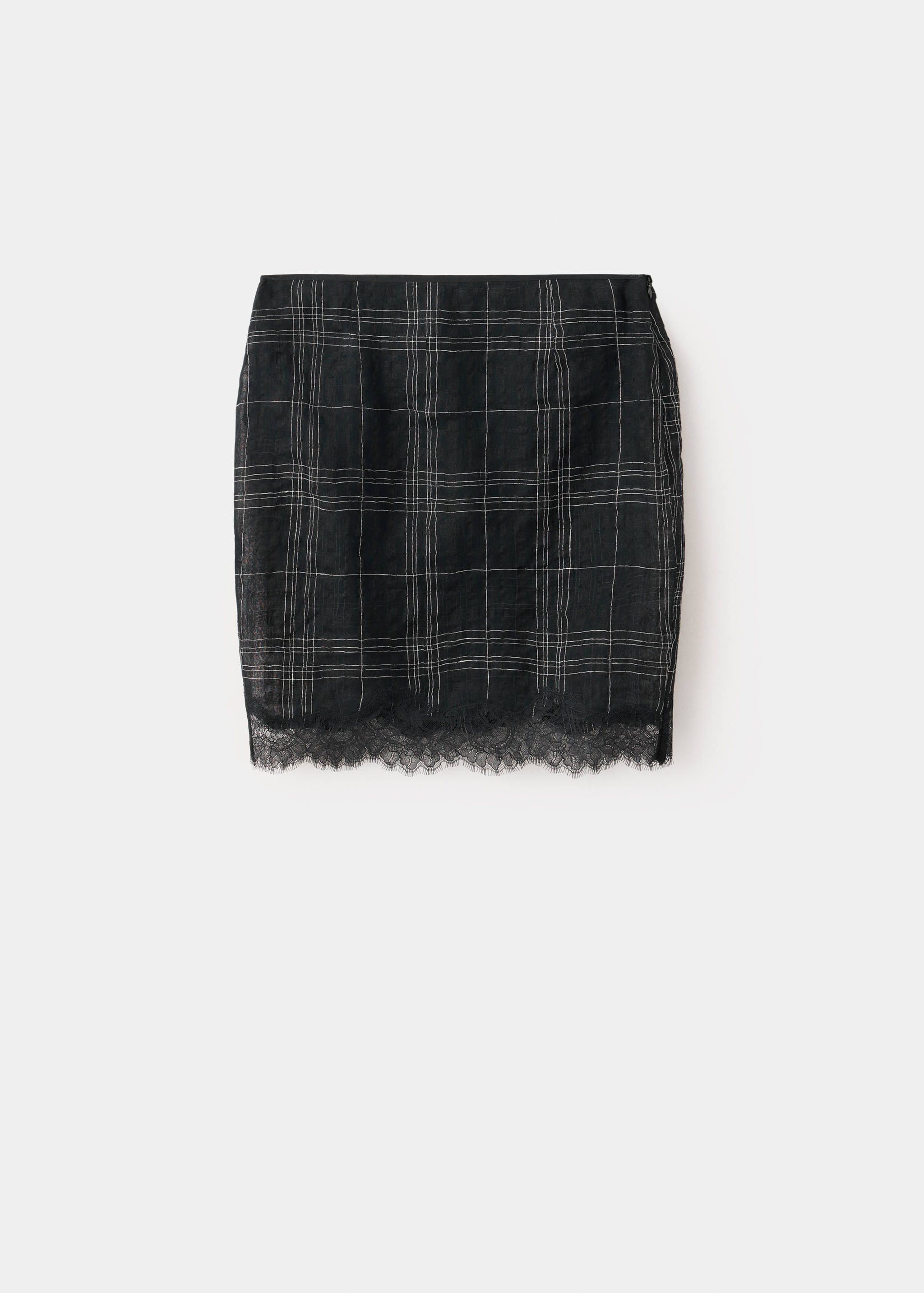Linen blend checked skirt - Article without model