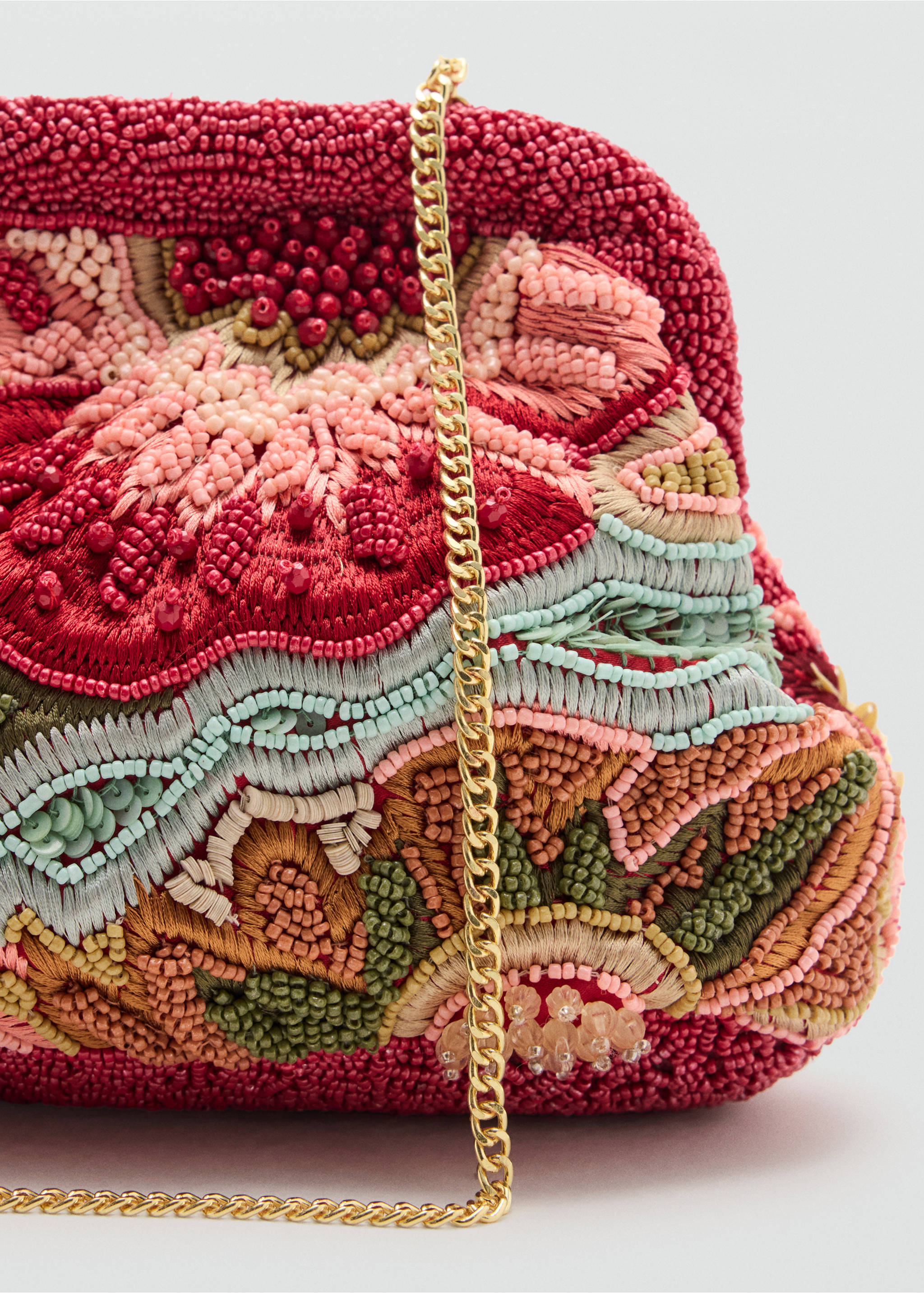 Clutch bag with multicolor beads - تفاصيل المنتج 1, أحمر. Ref: 37072901-00.
