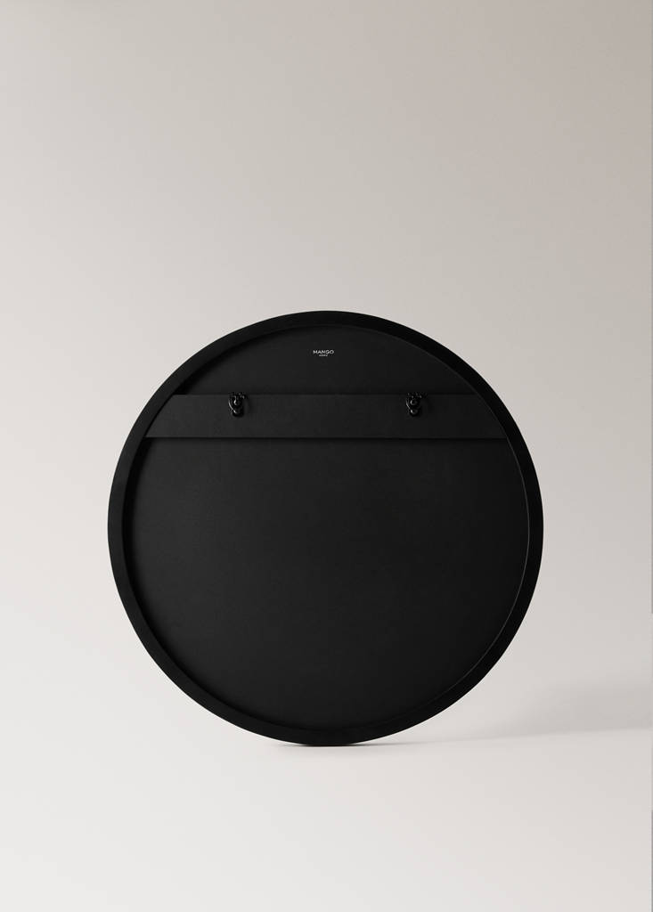 Medium round wooden mirror — Black