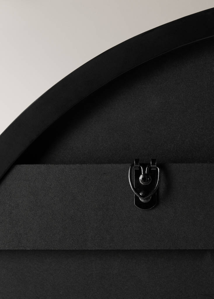 Medium round wooden mirror — Black