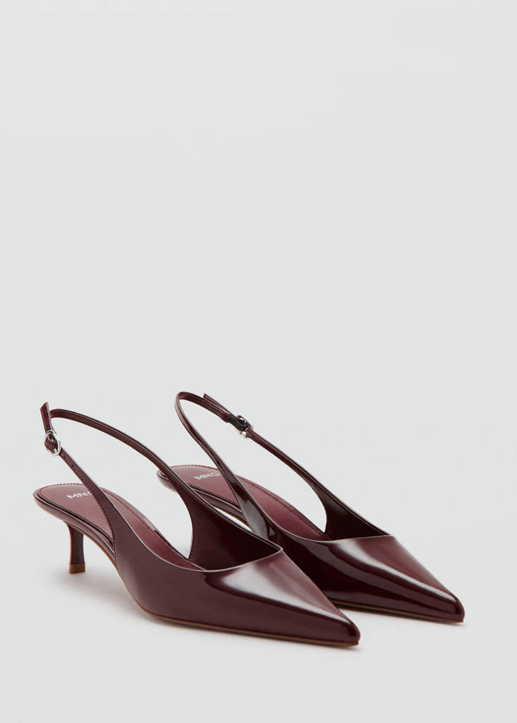 Kitten-heel patent leather shoes — Burgundy
