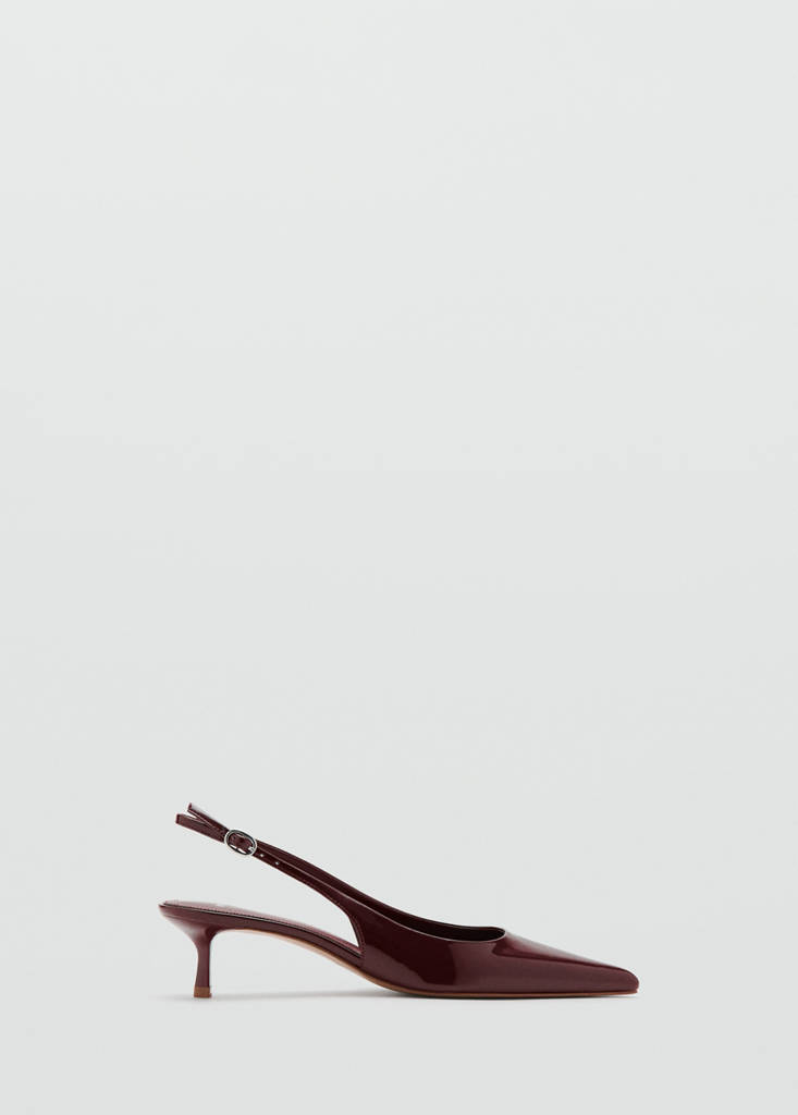Kitten-heel patent leather shoes — Burgundy