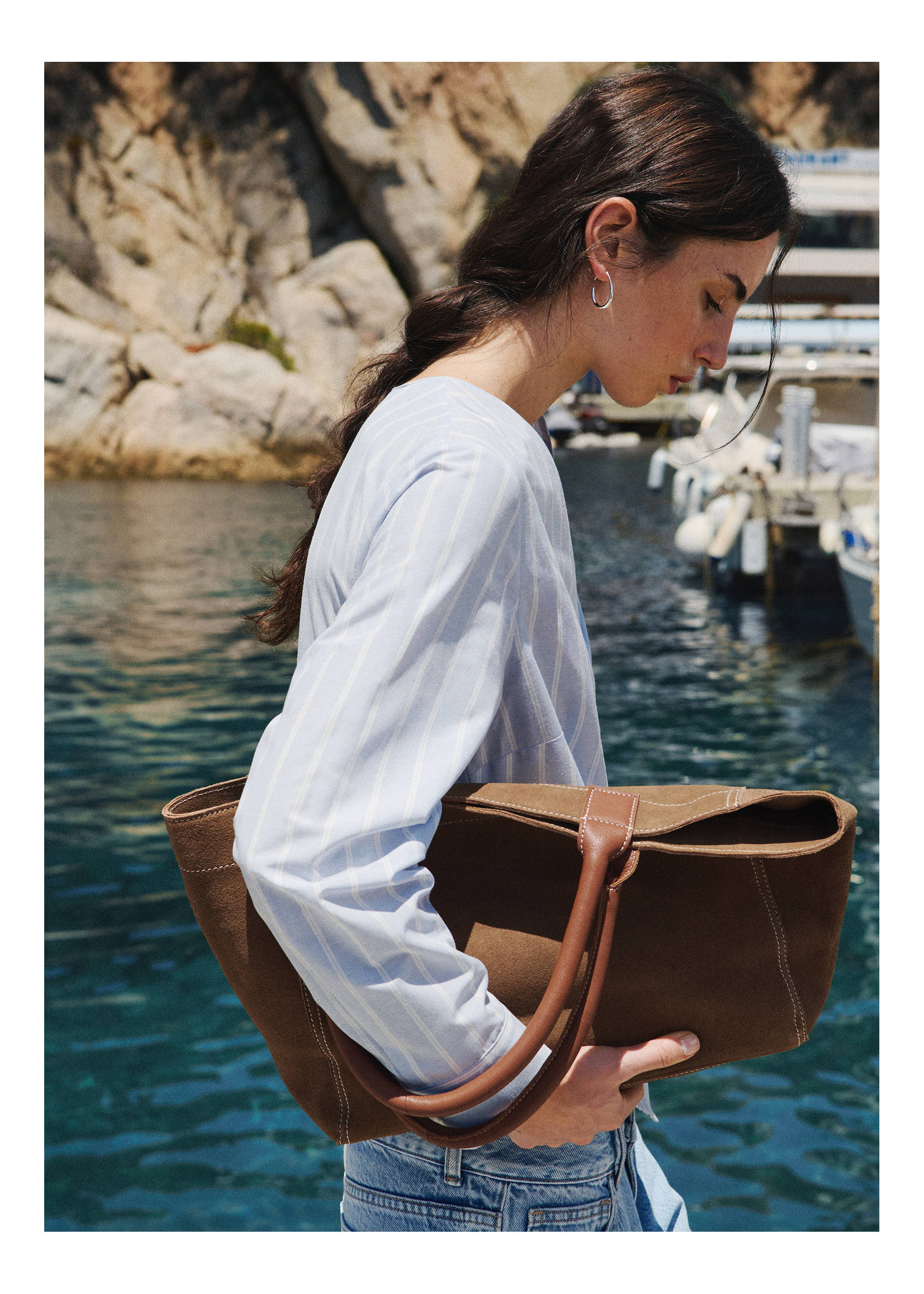 100% split leather bag - General plane, Sand. Ref: 37072906-00.