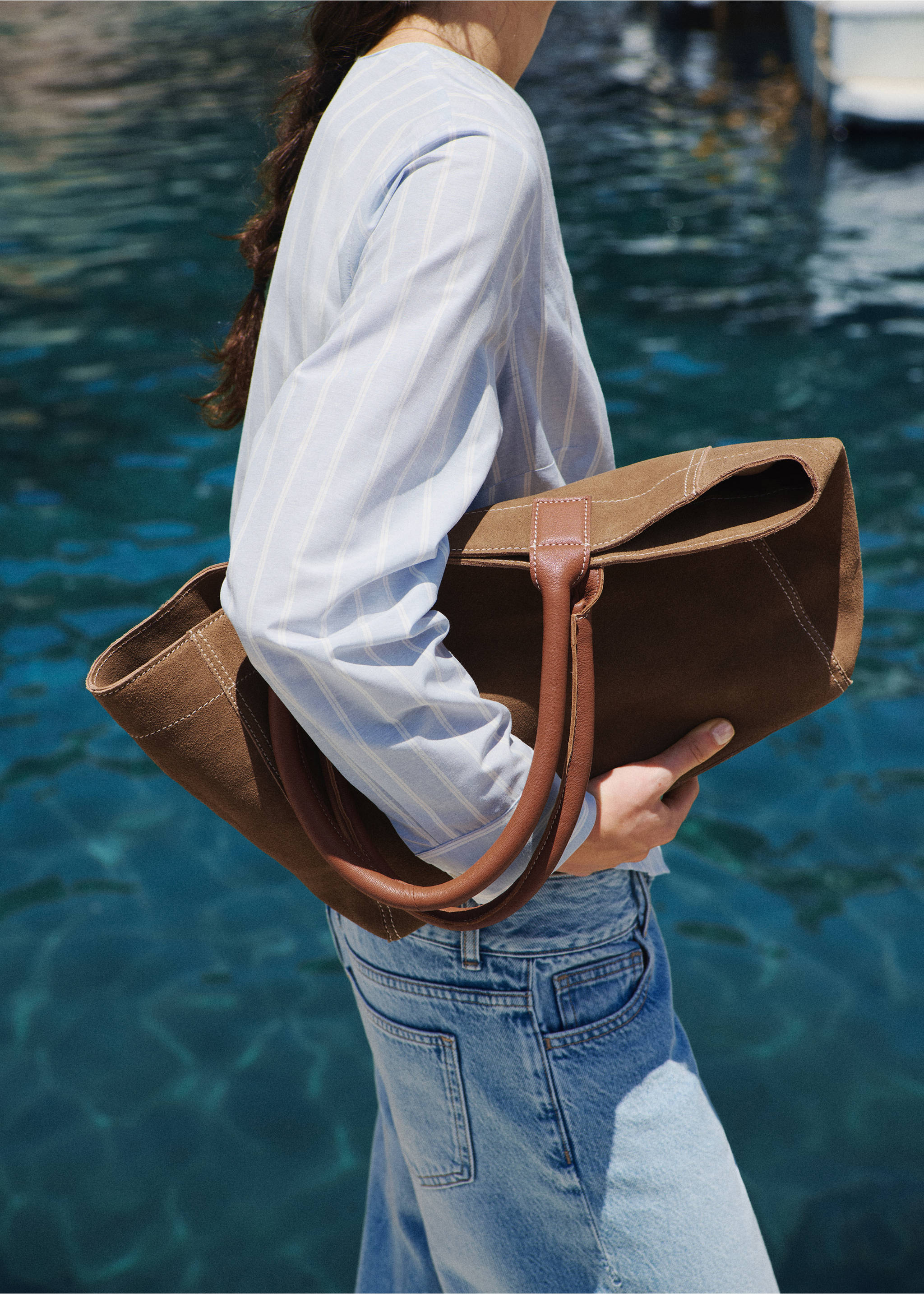 100% split leather bag - Details of the article 9, Sand. Ref: 37072906-00.