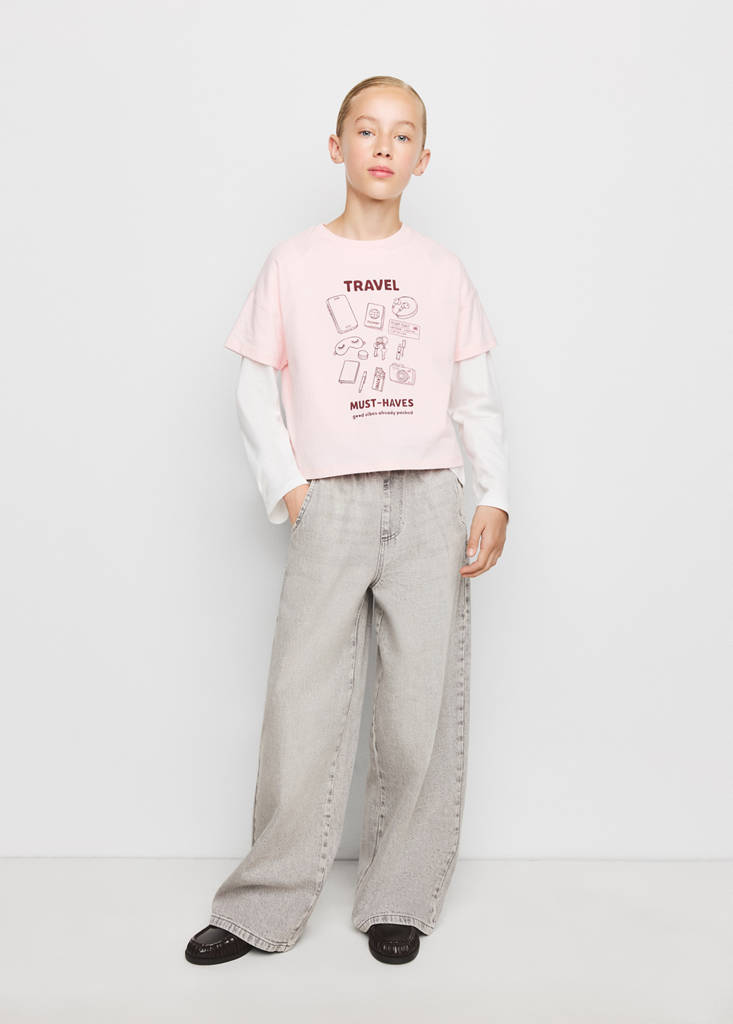 Printed cotton-blend t-shirt — Pink