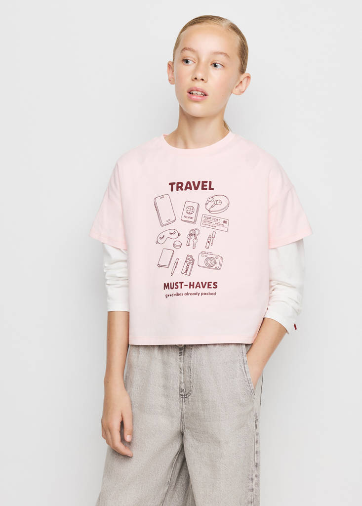 Printed cotton-blend t-shirt — Pink