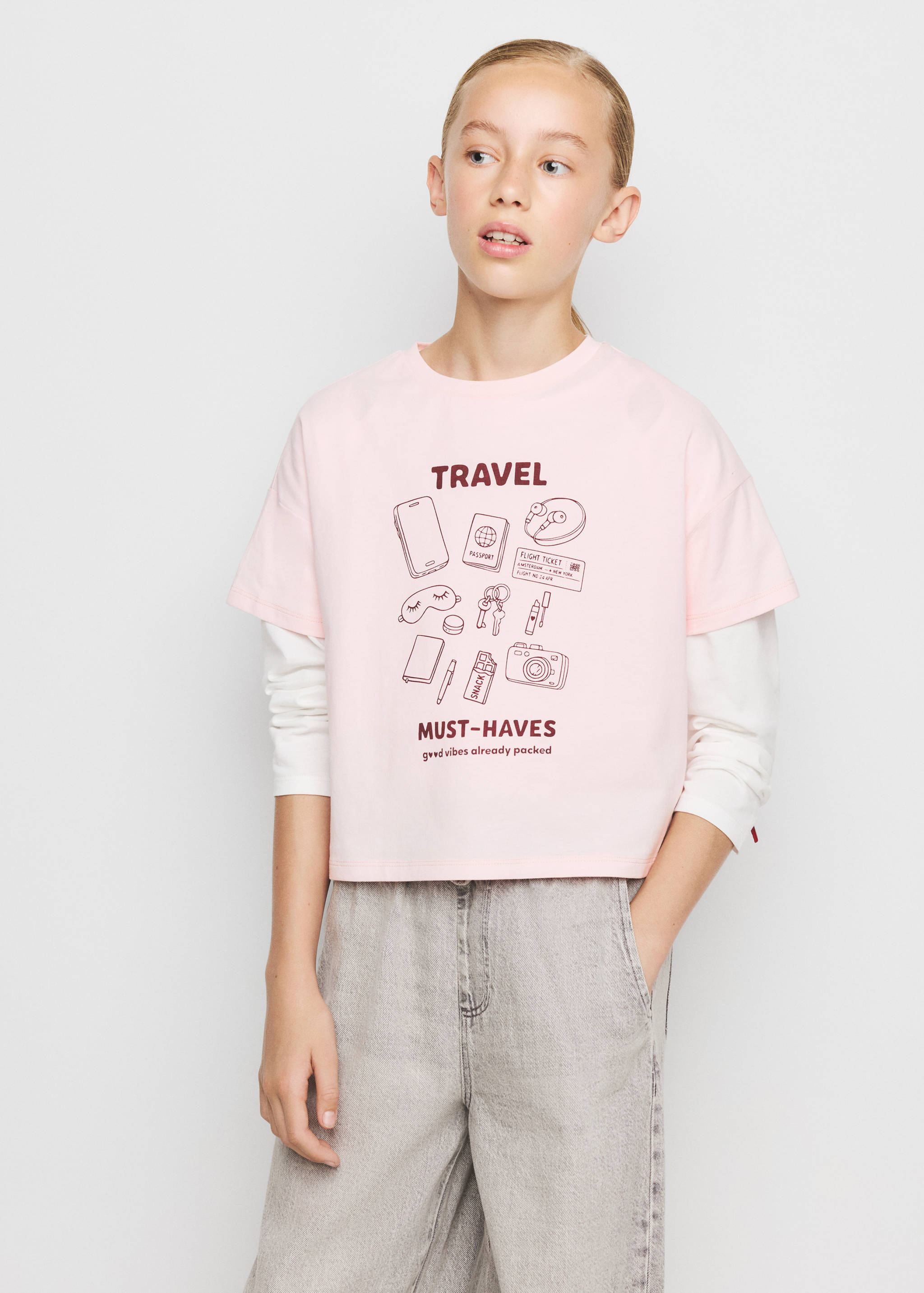 Camiseta algodón estampada - Plano medio