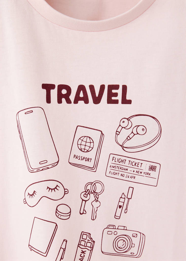Printed cotton-blend t-shirt — Pink