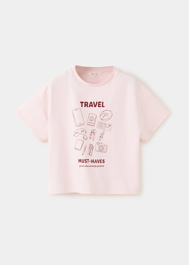 Printed cotton-blend t-shirt — Pink